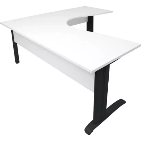 Picture of RAPID SPAN CORNER WORKSTATION TIMBER MODESTY PANEL 1800 X 1800 X 700MM WHITE/BLACK