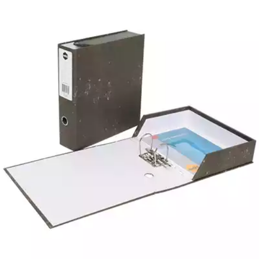 Picture of MARBIG LEVER ARCH BOX FILE 70MM FOOLSCAP MOTTLE BLACK