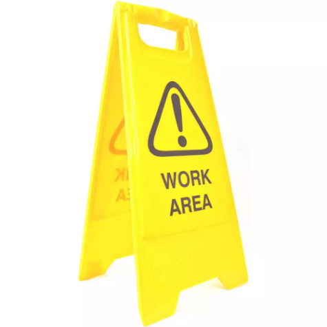 Picture of CLEANLINK SAFETY A-FRAME SIGN WORK AREA 430 X 280 X 620MM YELLOW