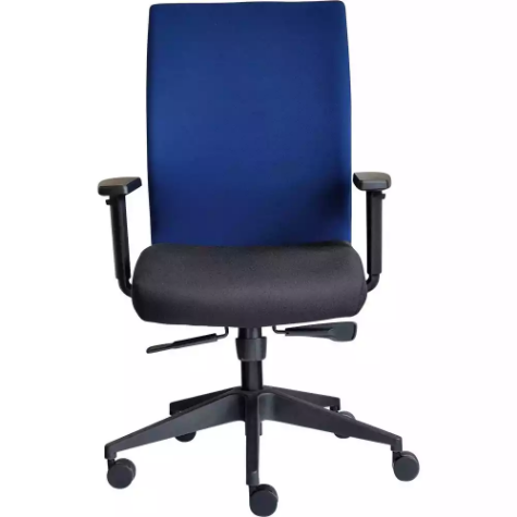 Picture of OLTA HIGH MESH BACK CHAIR WITH ARMS BASE BLACK AND COVER BLUE