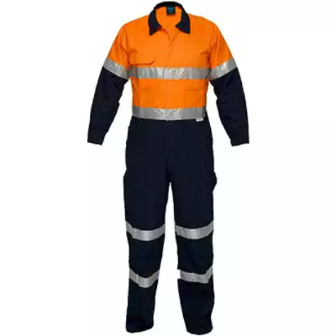 Picture of PRIME MOVER MA931 REGULAR WEIGHT COVERALL WITH METAL STUD CLOSURE AND TAPE 2-TONE ORANGE NAVY 107ST