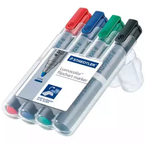 Picture of STAEDTLER 356 LUMOCOLOR FLIPCHART MARKER 2.0MM ASSORTED WALLET 4