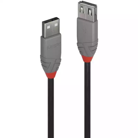 Picture of LINDY 36702 ANTHRA LINE USB-A 2.0 EXTENSION CABLE 1M BLACK