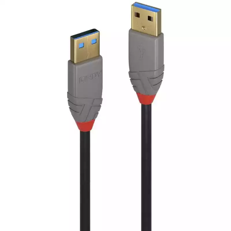 Picture of LINDY 36754 ANTHRA LINE USB-A TO USB-A 3.0 CABLE 5M BLACK