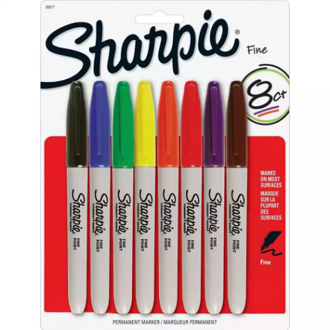 Picture of SHARPIE PERMANENT MARKER BULLET FINE 1.0MM ASSORTED PACK 8