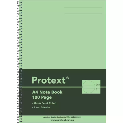 Picture of PROTEXT NOTE BOOK 8MM FEINT RULED 55GSM 100 PAGE A4 LIME
