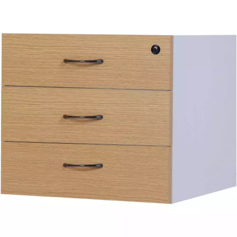 Picture of OXLEY FIXED DESK PEDESTAL 3-DRAWER LOCKABLE 450 X 476 X 470MM OAK/WHITE