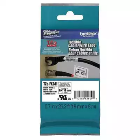 Picture of BROTHER TZE-FX241 FLEXIBLE LABELLING TAPE 18MM BLACK ON WHITE