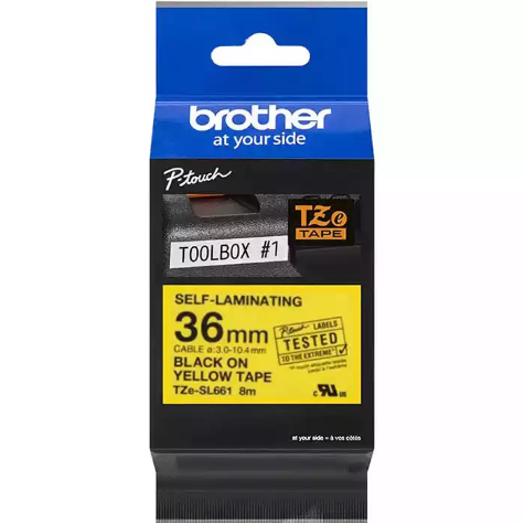 Picture of BROTHER TZE-S661 STRONG ADHESIVE LABELLING TAPE 36MM BLACK ON YELLOW