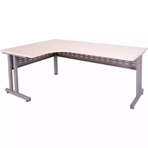 Picture of RAPID SPAN C LEG CORNER WORKSTATION WITH METAL MODESTY PANEL 1800 X 1200 X 700MM NATURAL WHITE/SILVER