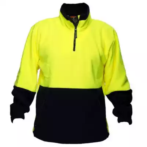 Picture of PRIME MOVER MF115 HI-VIS POLAR FLEECE JUMPER LONG SLEEVE 1/4 ZIP 2-TONE YELLOW NAVY 3XL