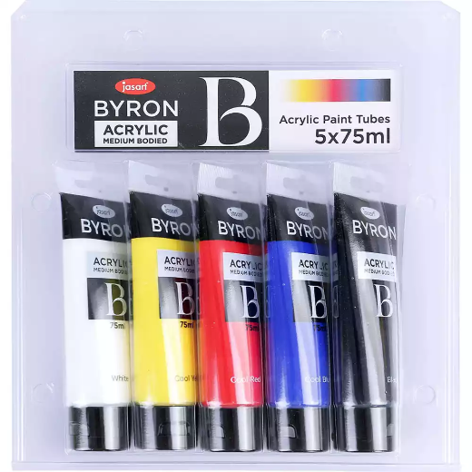 Picture of JASART BYRON ACRYLIC PAINT 75ML PRIMARY COOL SET PACK 5