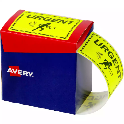 Picture of AVERY 932616 MESSAGE LABEL URGENT 75 X 99.6MM FLUORO YELLOW PACK 750