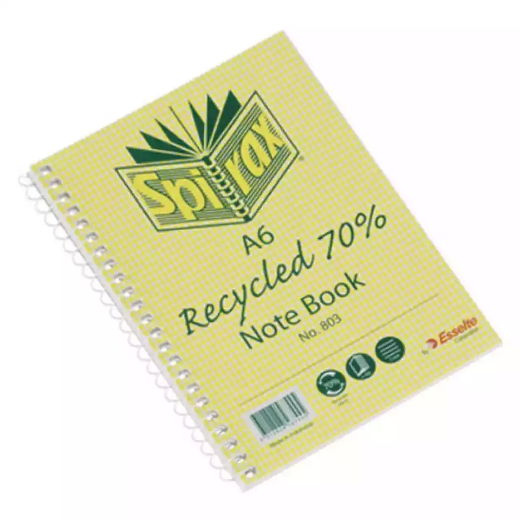 Picture of SPIRAX 813 NOTEBOOK 7MM RULED 100% RECYCLED CARDBOARD COVER SPIRAL BOUND A6 100 PAGE