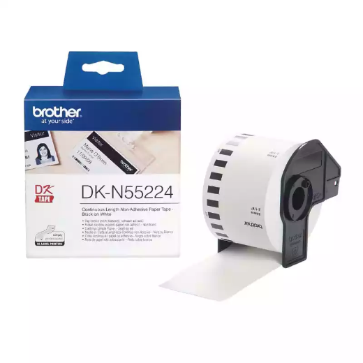 Picture of BROTHER DK-N55224 NON-ADHESIVE CONTINUOUS PAPER ROLL 54MM X 30.48MM WHITE