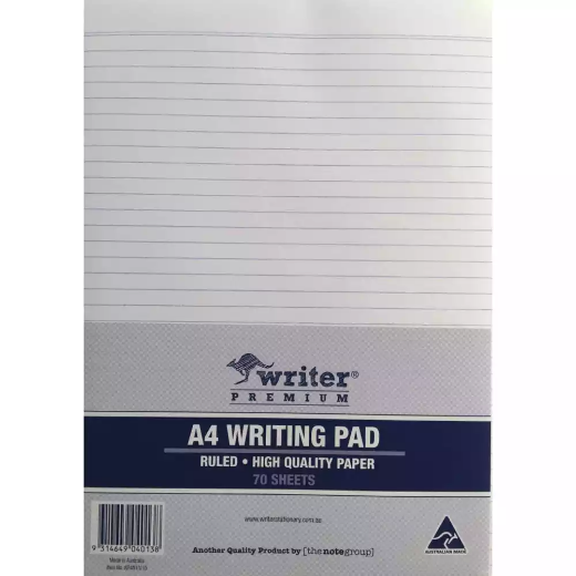 Picture of WRITER PREMIUM BOND PAD RULED 2 SIDES 70GSM 70 SHEET A4 WHITE