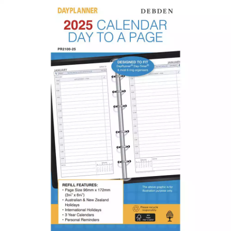 Picture of DEBDEN DAYPLANNER PR2100 PERSONAL EDITION REFILL DAY TO PAGE