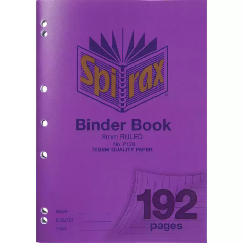 Picture of SPIRAX P128 BINDER BOOK 8MM RULED 70GSM 192 PAGE A4