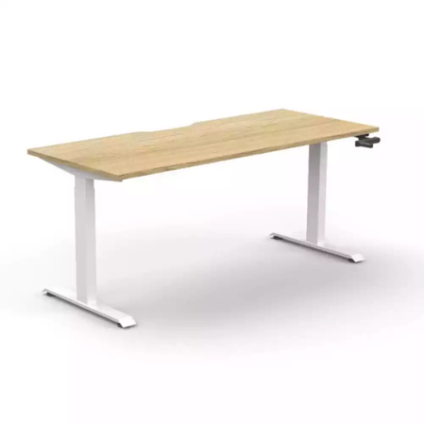 Picture of RAPIDLINE BOOST CRANK SINGLE SIDED WORKSTATION 1800 X 750 X 705MM NATURAL OAK TOP AND WHITE SATIN FRAME