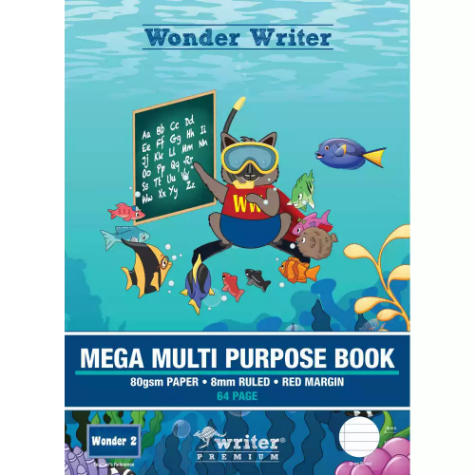 Picture of WRITER PREMIUM MEGA MULTI-PURPOSE BOOK 8MM RULED 80GSM 64 PAGE 330 X 240MM WONDER 2