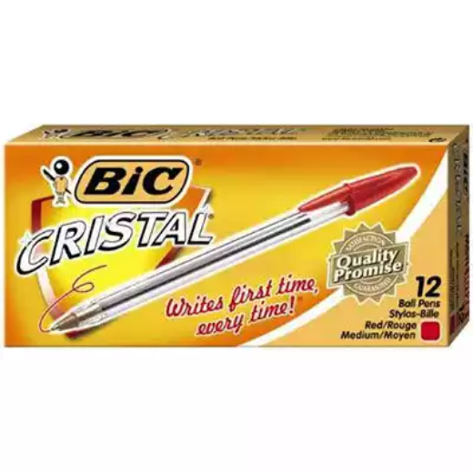 Picture of BIC CRISTAL BALLPOINT PENS MEDIUM RED BOX 12