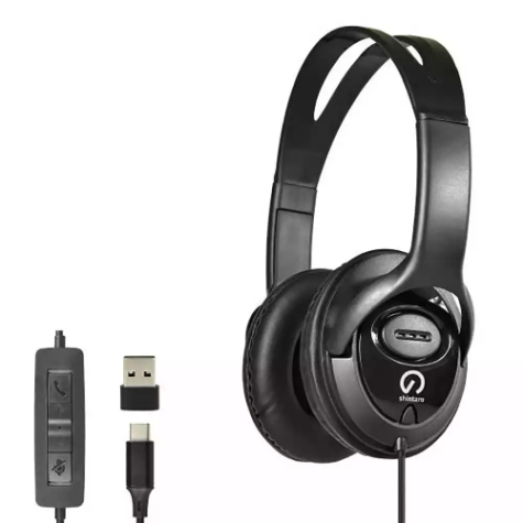 Picture of SHINTARO USB-C HEADSET WITH IN-LINE MIC BLACK