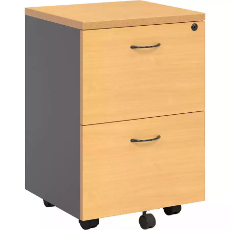 Picture of RAPID WORKER MOBILE PEDESTAL 2-DRAWER LOCKABLE 690 X 465 X 447MM BEECH/IRONSTONE