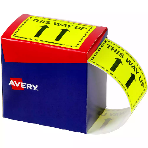 Picture of AVERY 932605 MESSAGE LABEL THIS WAY UP 75 X 99.6MM FLUORO YELLOW PACK 750