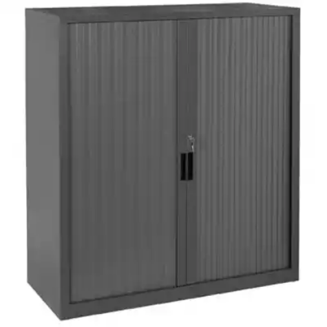 Picture of STEELCO TAMBOUR DOOR CABINET 3 SHELVES 1200H X 1200W X 463D MM BLACK SATIN