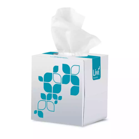 Picture of LIVI ESSENTIALS FACIAL TISSUES CUBE HYPOALLERGENIC 2-PLY 90 SHEET CARTON 24