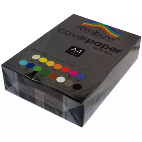 Picture of RAINBOW COVER PAPER 125GSM A4 BLACK PACK 500