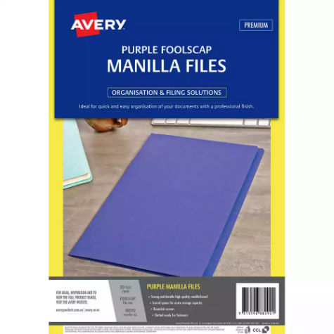 Picture of AVERY 88292 MANILLA FOLDER FOOLSCAP PURPLE PACK 20