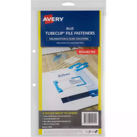 Picture of AVERY 44005B TUBECLIP FILE FASTENERS BLUE PACK 10