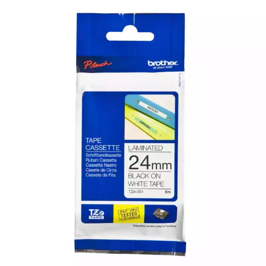 Picture of BROTHER TZE-151 LAMINATED LABELLING TAPE 24MM BLACK ON CLEAR