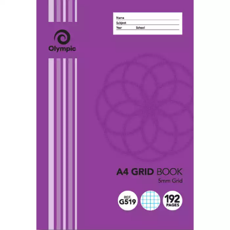 Picture of OLYMPIC G519 GRID BOOK 5MM GRID 192 PAGE 55GSM A4