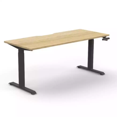 Picture of RAPIDLINE BOOST CRANK SINGLE SIDED WORKSTATION 1800 X 750 X 705MM NATURAL OAK TOP AND BLACK SATIN FRAME