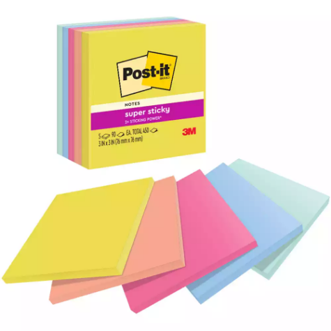 Picture of POST-IT 654-5SSJOY SUPER STICKY NOTES 76 X 76MM SUMMER JOY PACK 5