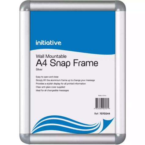 Picture of INITIATIVE SNAP FRAME WALL MOUNTABLE A4 SILVER