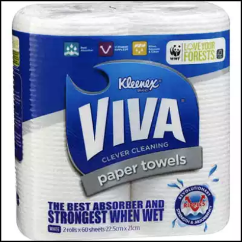 Picture of KLEENEX VIVA PAPER HAND TOWEL 225 X 210MM 60 SHEETS PACK 2