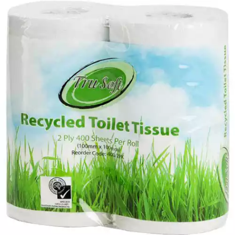 Picture of TRU SOFT RECYCLED TOILET ROLL 2-PLY 400 SHEET WHITE PACK 4