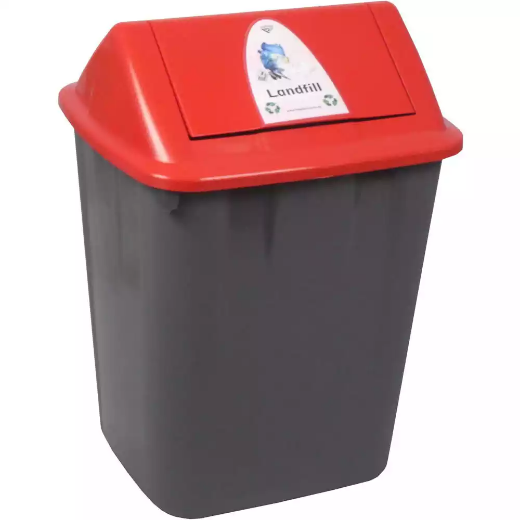 Picture of ITALPLAST SWING TOP WASTE SEPARATION BIN LANDFILL 32 LITRE BLACK/RED