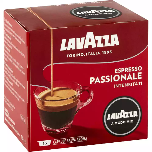 Picture of LAVAZZA A MODO MIO ESPRESSO COFFEE CAPSULES PASSIONALE PACK 16