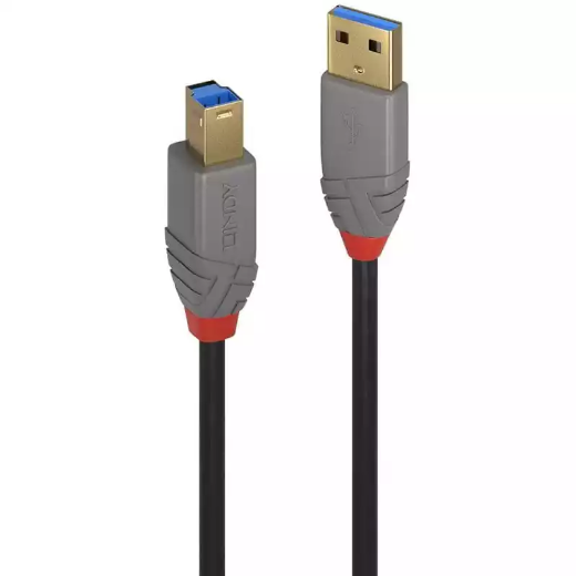 Picture of LINDY 36742 ANTHRA LINE USB-A TO USB-B 3.0 CABLE 2M BLACK