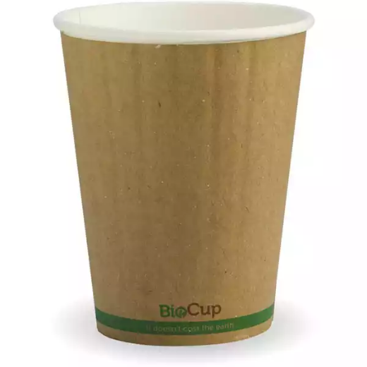 Picture of BIOPAK BIOCUP DOUBLE WALL CUP 390ML KRAFT GREEN STRIPE PACK 40