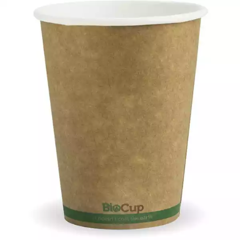 Picture of BIOPAK BIOCUP SINGLE WALL CUP 390ML KRAFT GREEN STRIPE PACK 50