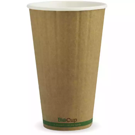 Picture of BIOPAK BIOCUP DOUBLE WALL CUP 510ML KRAFT GREEN STRIPE PACK 40