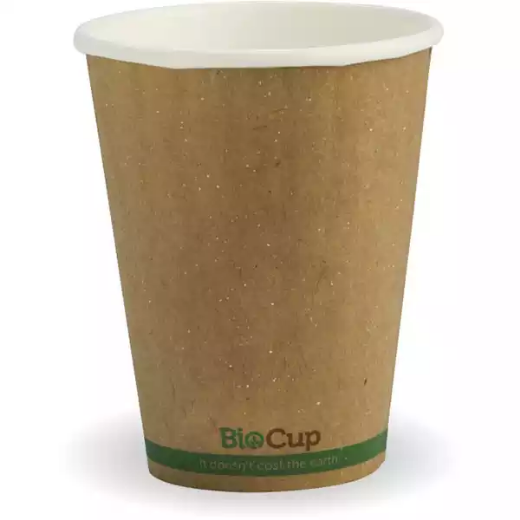 Picture of BIOPAK BIOCUP DOUBLE WALL CUP 255ML KRAFT GREEN STRIPE PACK 50