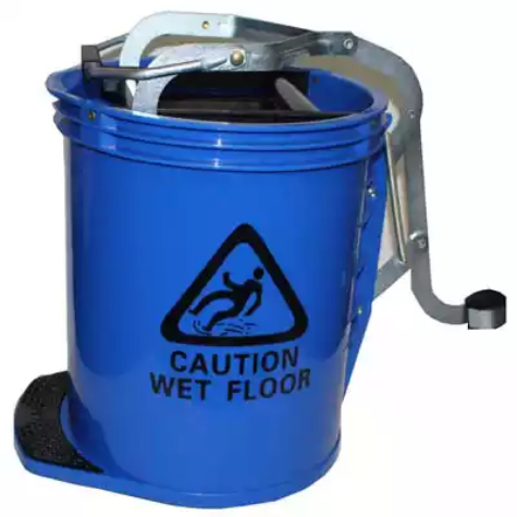 Picture of CLEANLINK MOP BUCKET HEAVY DUTY METAL WRINGER 16 LITRE BLUE