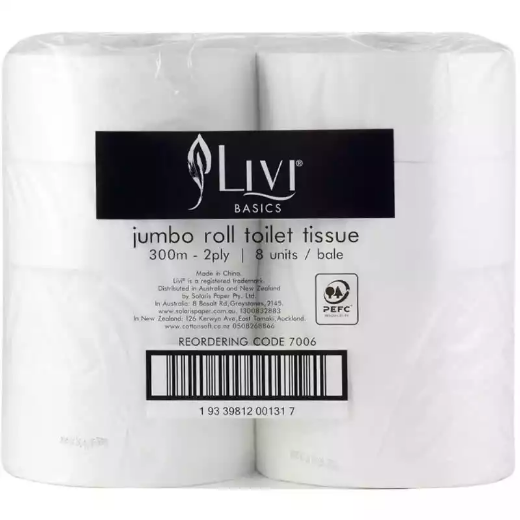 Picture of LIVI EVERYDAY 7006 JUMBO ROLL TOILET 2-PLY 300M CARTON 8