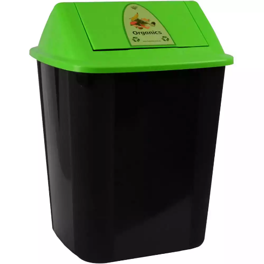 Picture of ITALPLAST SWING TOP WASTE SEPARATION BIN ORGANICS 32 LITRE BLACK/GREEN